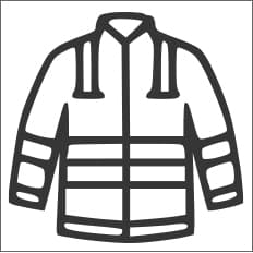 Veste norm&eacute;e : protection principale contre la pluie, le froid ou la circulation (EN 343, EN 14058/342, EN ISO 20471)