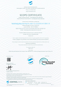 Certificat GRS Scope Certificate 2026 de MBW